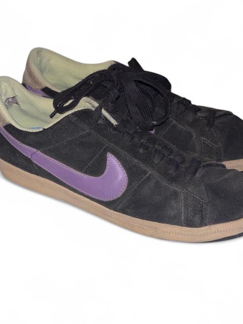 Nike Men’s Black Suede Sneakers with Purple Swoosh